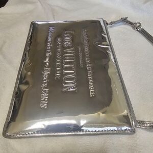 Authentic Louis Vuitton Silver Monogram Miroir Platt Pochette Bag M95277